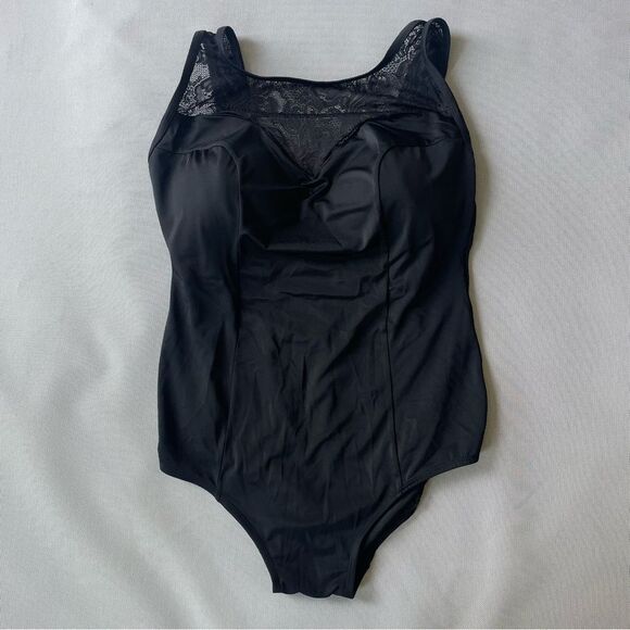 Longitude Women’s Black Lace Design Bathing Suit Style RW24100 Women’s Size 20W - Picture 1 of 9